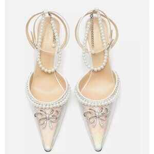 Mach & Mach Bow of Elizabeth Iridescent Faux Pearl Sandals Size 38
